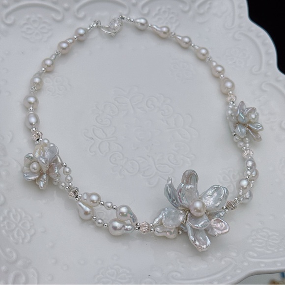 X528 Handmade Freshwater Baroque Pearl Choker Necklace - Picture 2 of 8